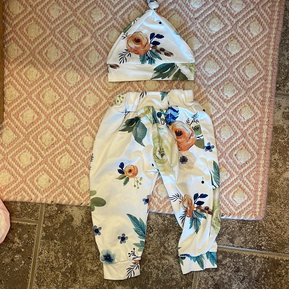 Floral pants and hat